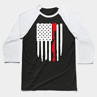 Butcher American Flag Meat Cleaver Baseball T-Shirt